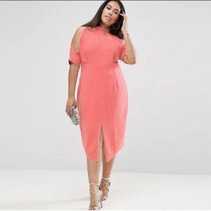ASOS Curve Coral Wiggle Dress w/ Cold Should Sz 20